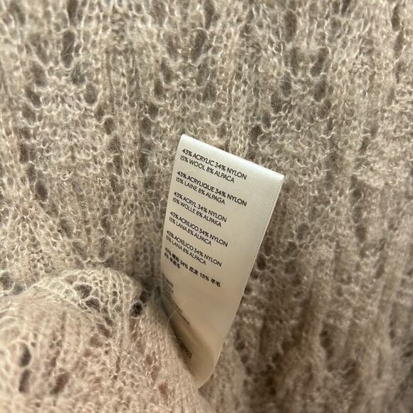 NWT Free People Say Hello Open Stitch Oversized Sweater Womens XS Taupe - Picture 5 of 9